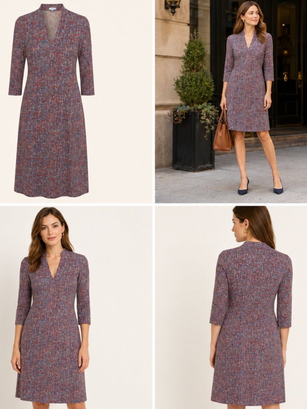 J.McLaughlin A-Line Dress L Red Blue Vacation Work Cruise Resort Travel Dinner